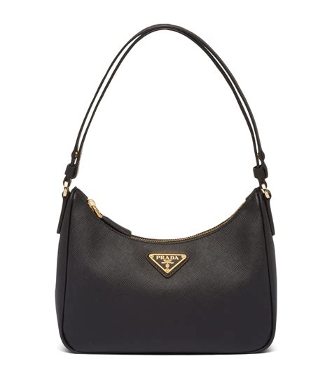 Black Saffiano Leather Shoulder Bag .